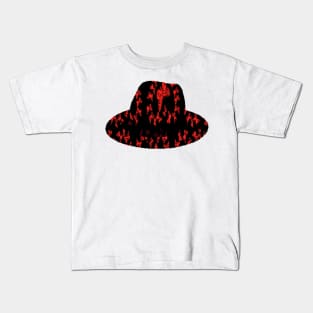 black hat red batterfly Kids T-Shirt